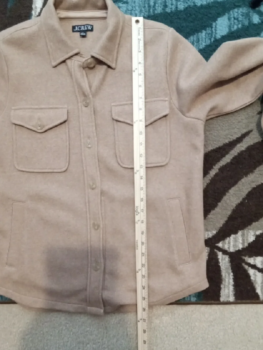 J.Crew Camel Button-Up Shirt Jacket Wool Blend Layering Neutral Quiet Luxury S